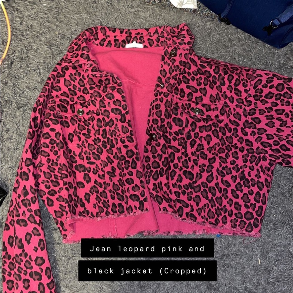 Pink leopard crop jacket